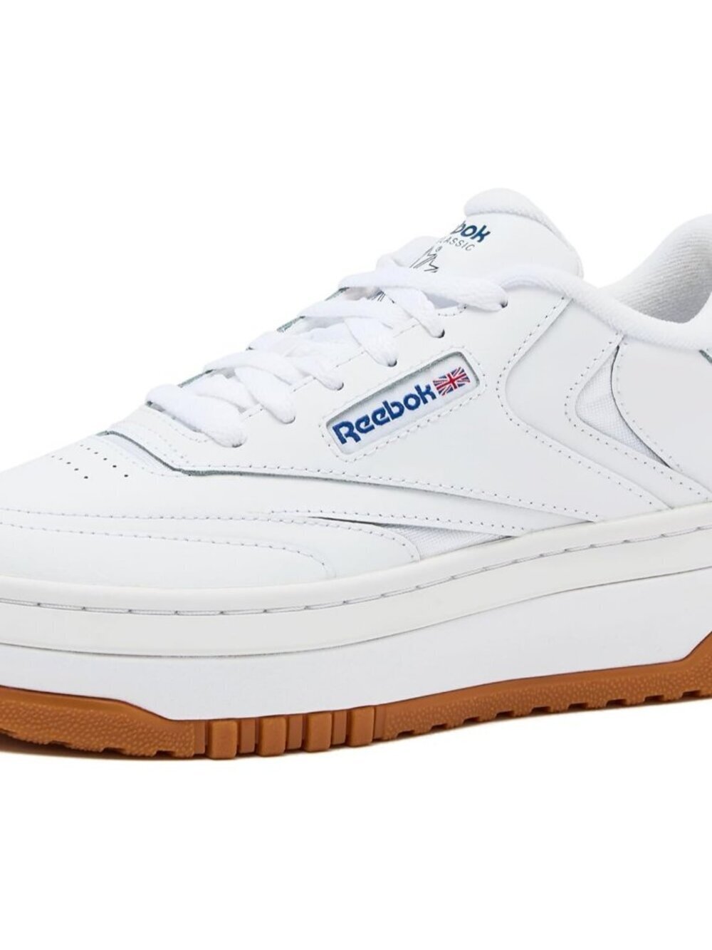 Women's  White Vector Blue Leather Classic Platform Comfortable Sneakers Shoes